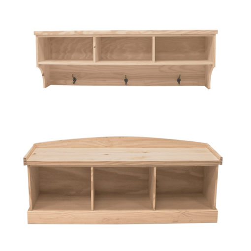 Hall Bench / Hanging Shelf Combo Wood You Furniture of Gainesville, Inc