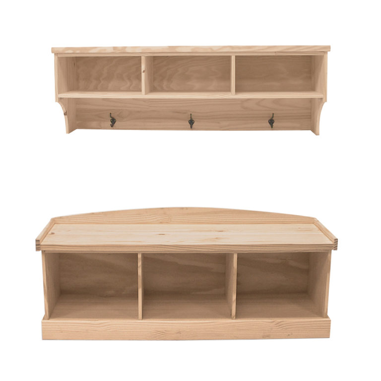 Hall Bench / Hanging Shelf Combo Wood You Furniture of Gainesville, Inc