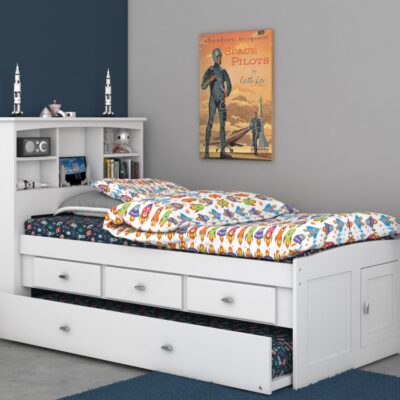 Emily Twin Bookcase Captains Bed